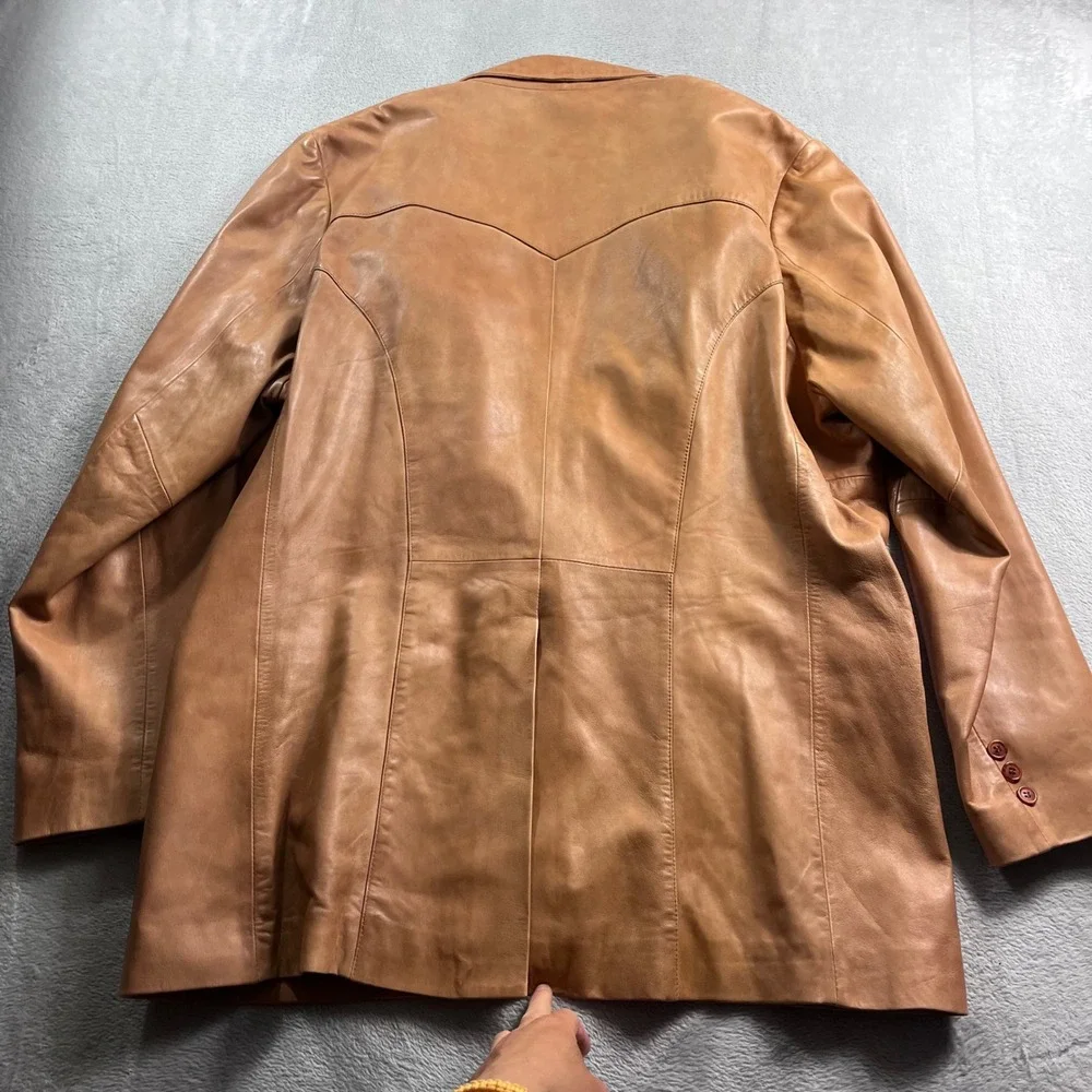 Scully Mens‎ Tan Genuine Leather Western Yoke Blazer Sport Coat Jacket 48L